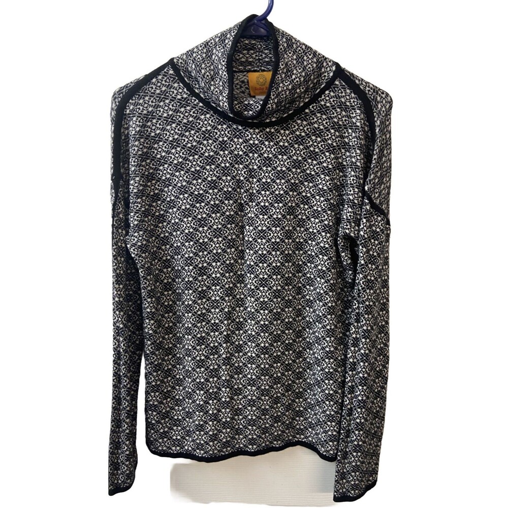Ruby Road Sweater Petite PL Black White  Long Sleeved Mock Neck